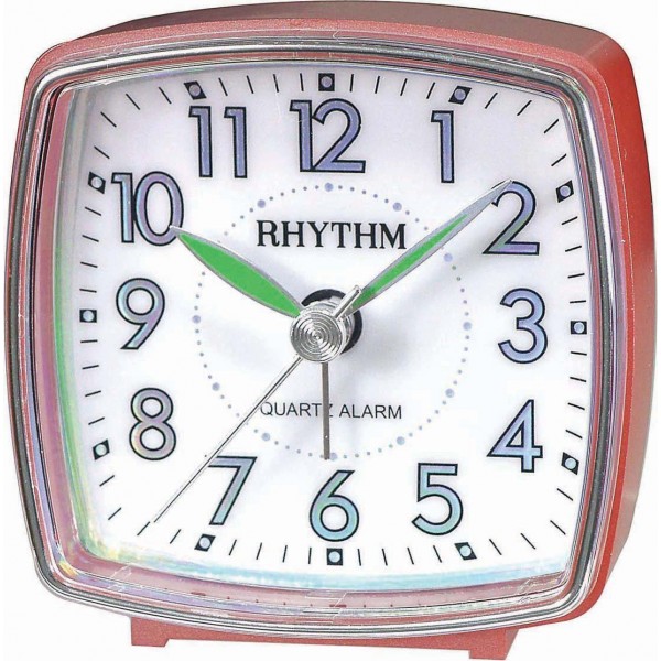 Rhythm Value Added Alarm Clock Beep Alarm,Hologram Dial,Silent Silky Move Analog (6.9x6.9x3.9cm)